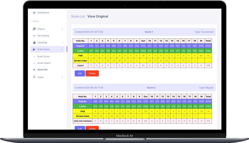 Golf Scorecard 